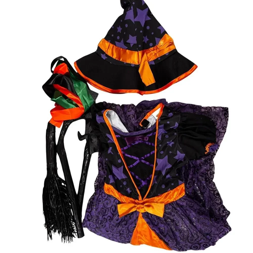 Spooktacular Creations Girl LED Light-Up Witch Costume Set with Broom Small 5/7